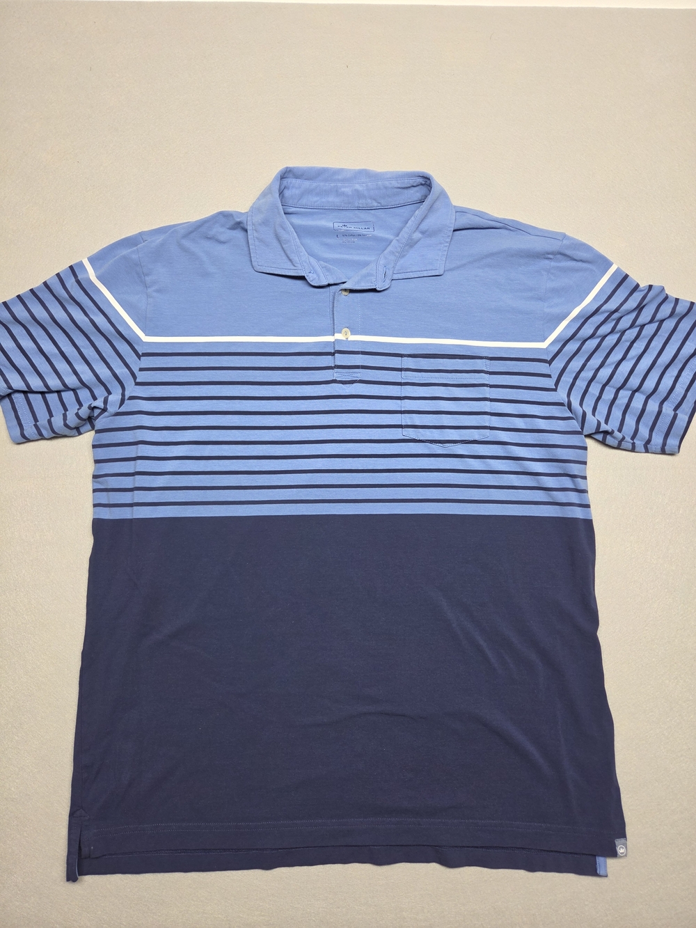 Peter Millar Men's Blue Striped Polo Shirt